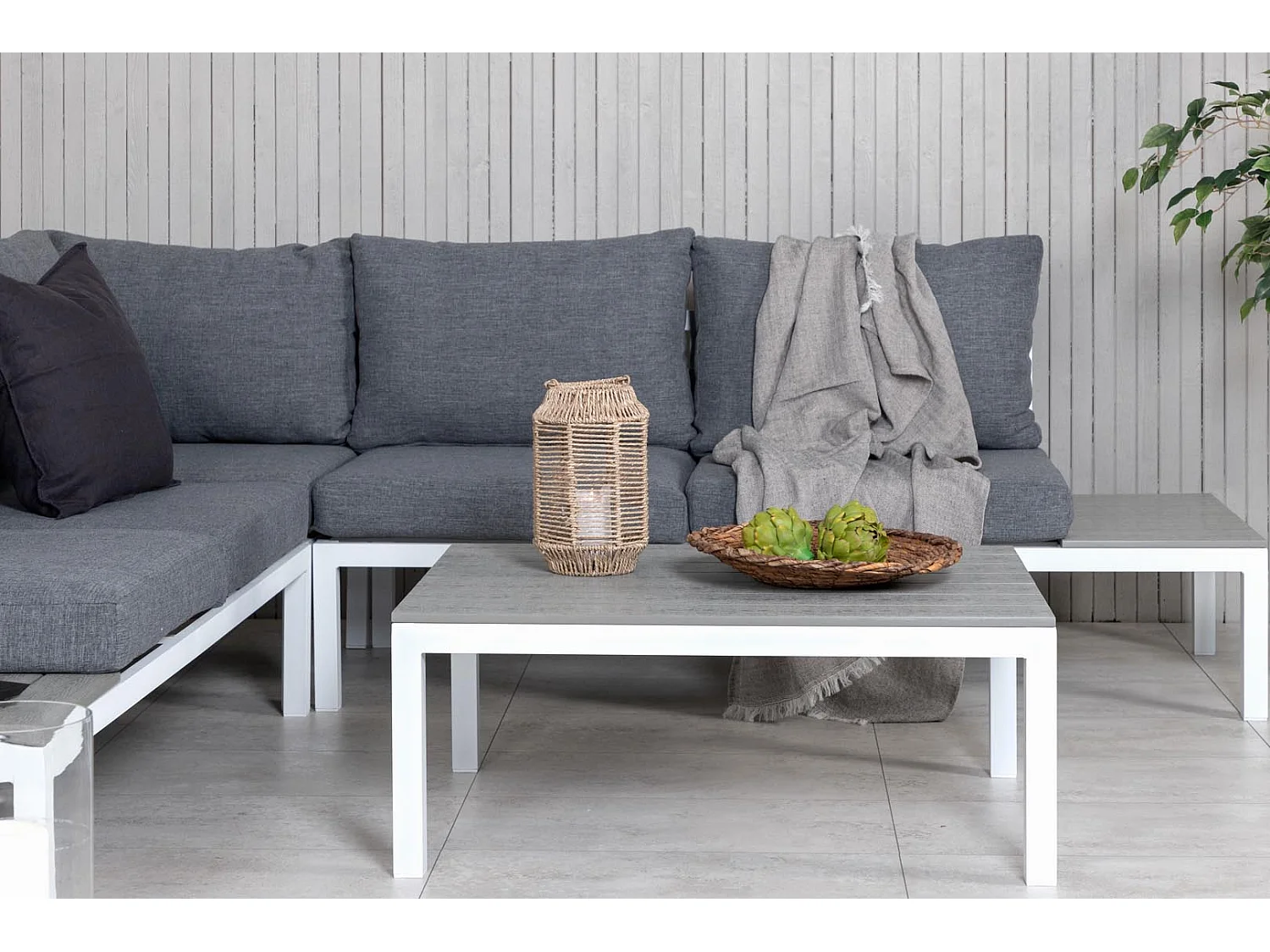 Odense loungeset 2 delen grijs,wit.