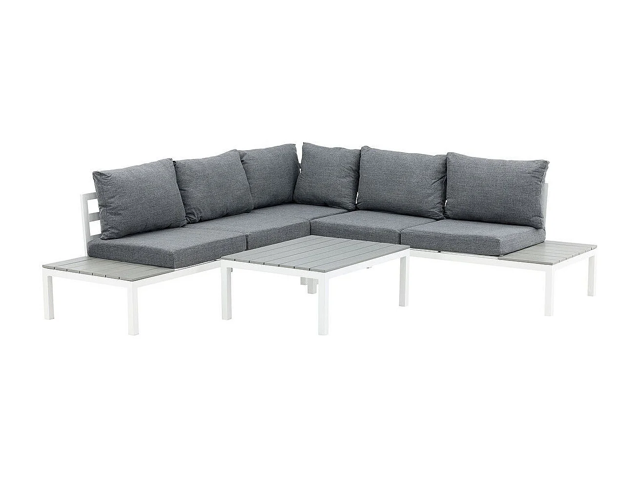 Salon d'Angle de Jardin "Odense" 167cm Blanc & Gris