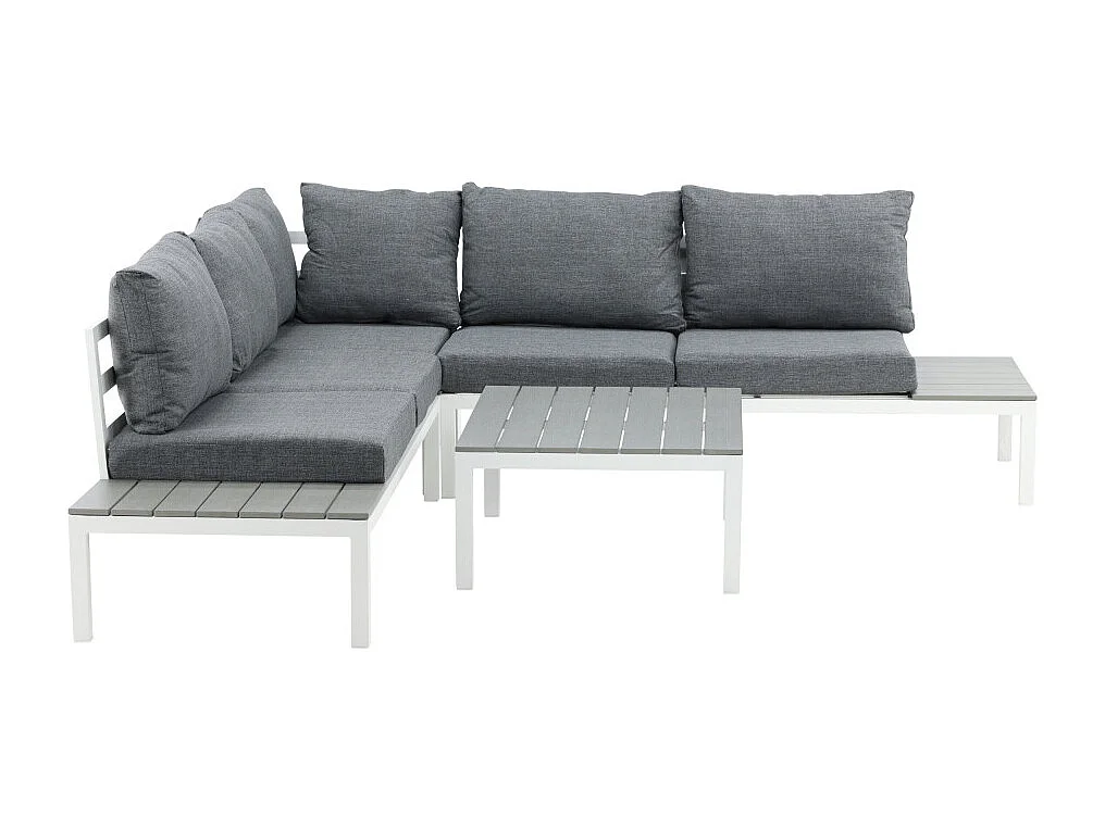 Salon d'Angle de Jardin "Odense" 167cm Blanc & Gris