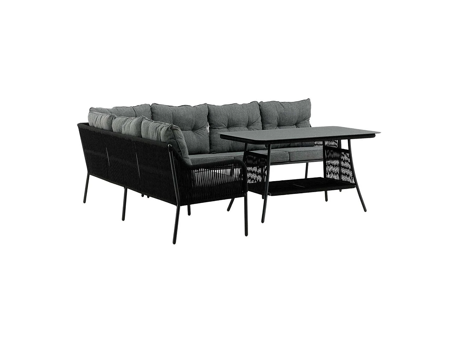 Salon d'Angle de Jardin "Berlin" 196cm Noir
