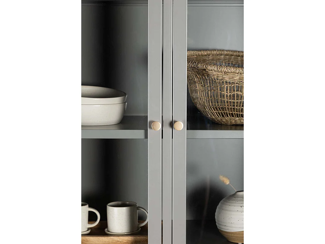Vaisselier 4 Portes "Bakal" 190cm Gris Clair