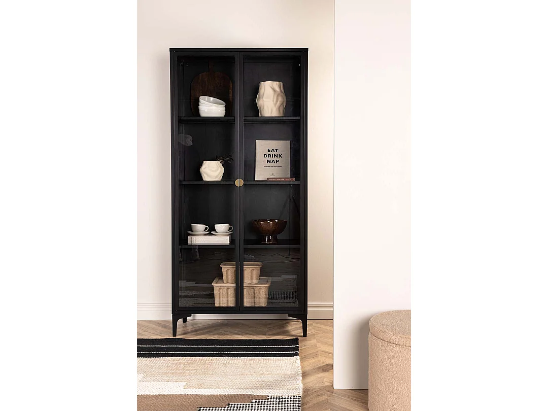 Piring citrine 2 portes en verre noir.