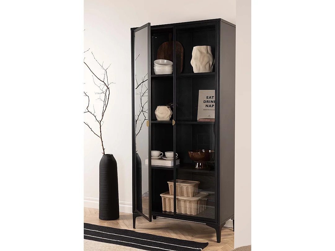 Piring citrine 2 portes en verre noir.