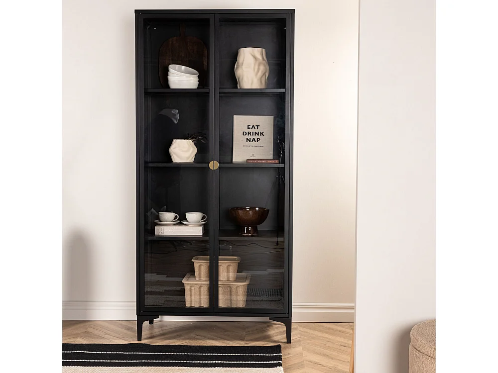 Piring citrine 2 portes en verre noir.