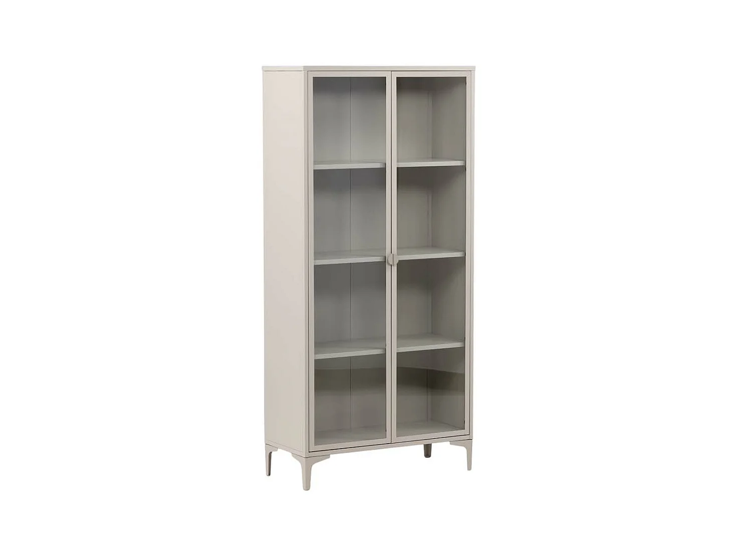 Piring vitrinekast 2 glazen deuren beige.