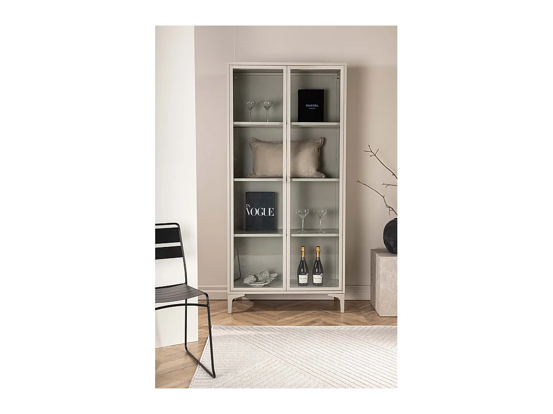 Vitrine Design 2 Portes "Piring" 190cm Beige