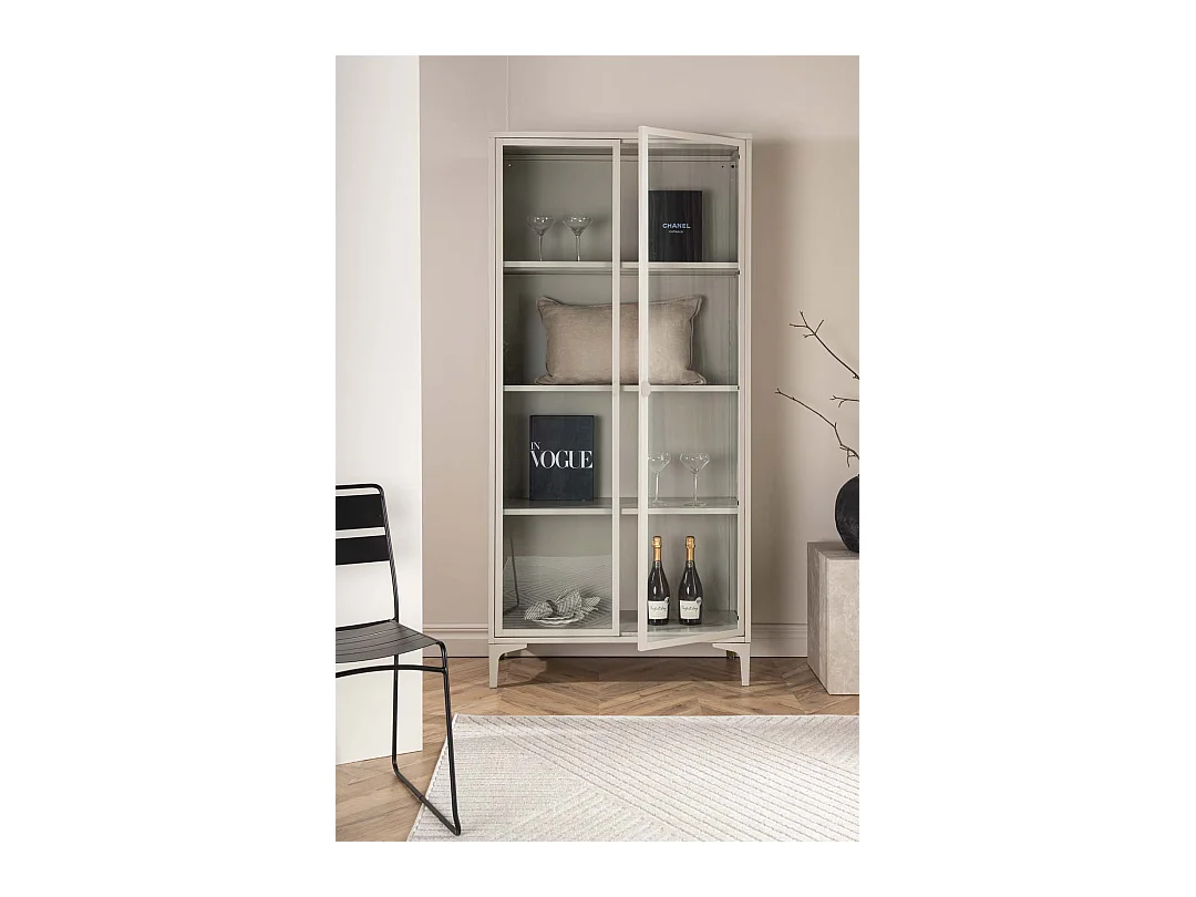 Vitrine Design 2 Portes "Piring" 190cm Beige