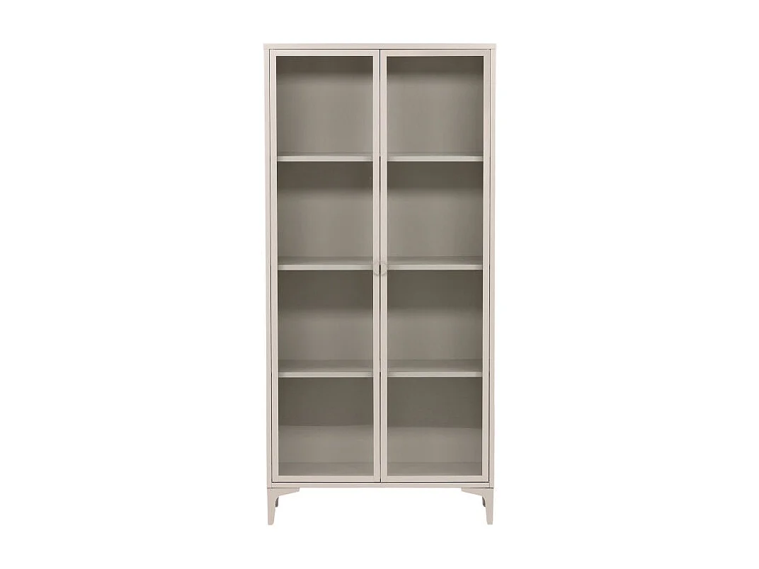 Piring vitrinekast 2 glazen deuren beige.