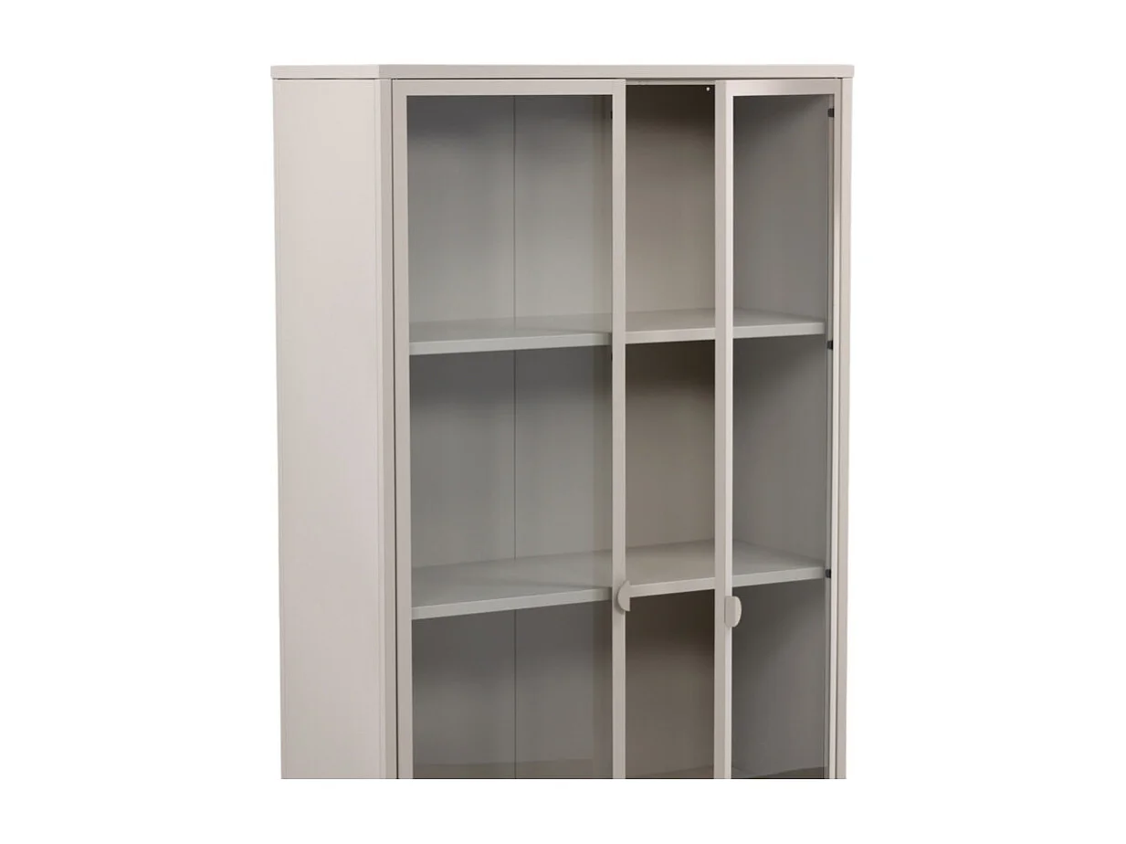 Piring vitrinekast 2 glazen deuren beige.