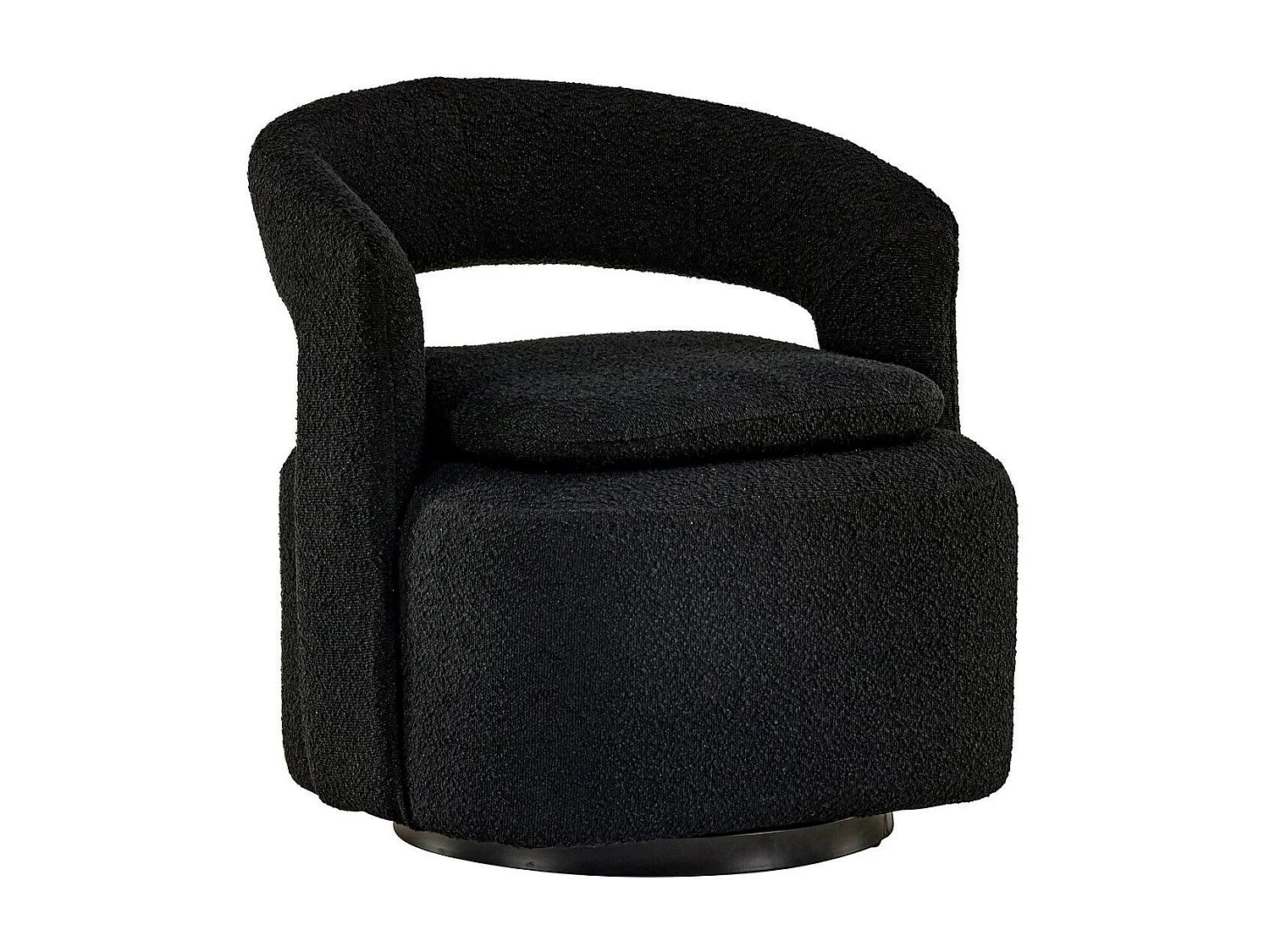 Fauteuil Design Bouclette "Laurel" 75cm Noir