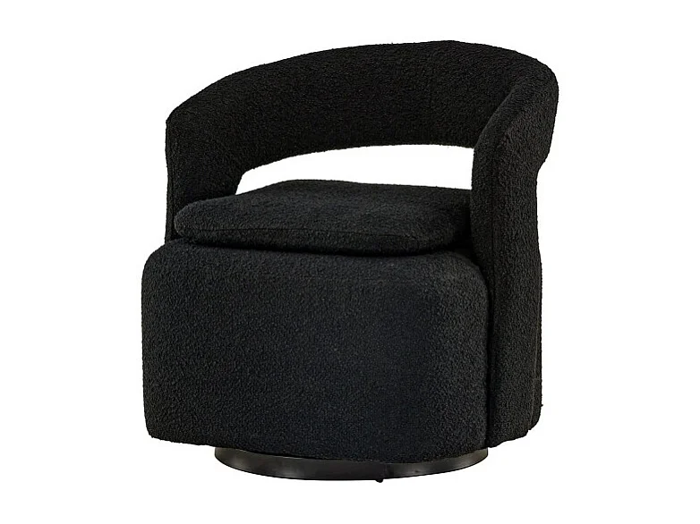 Fauteuil Design Bouclette "Laurel" 75cm Noir