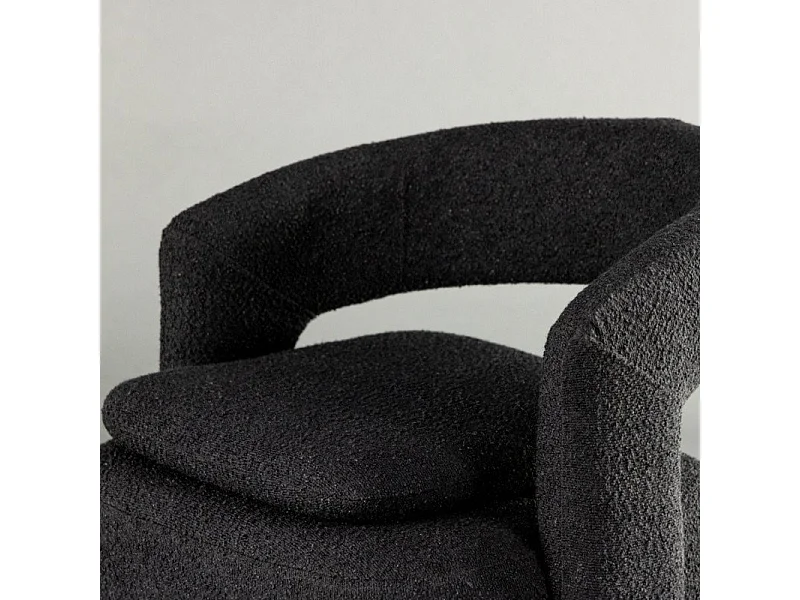Fauteuil Design Bouclette "Laurel" 75cm Noir