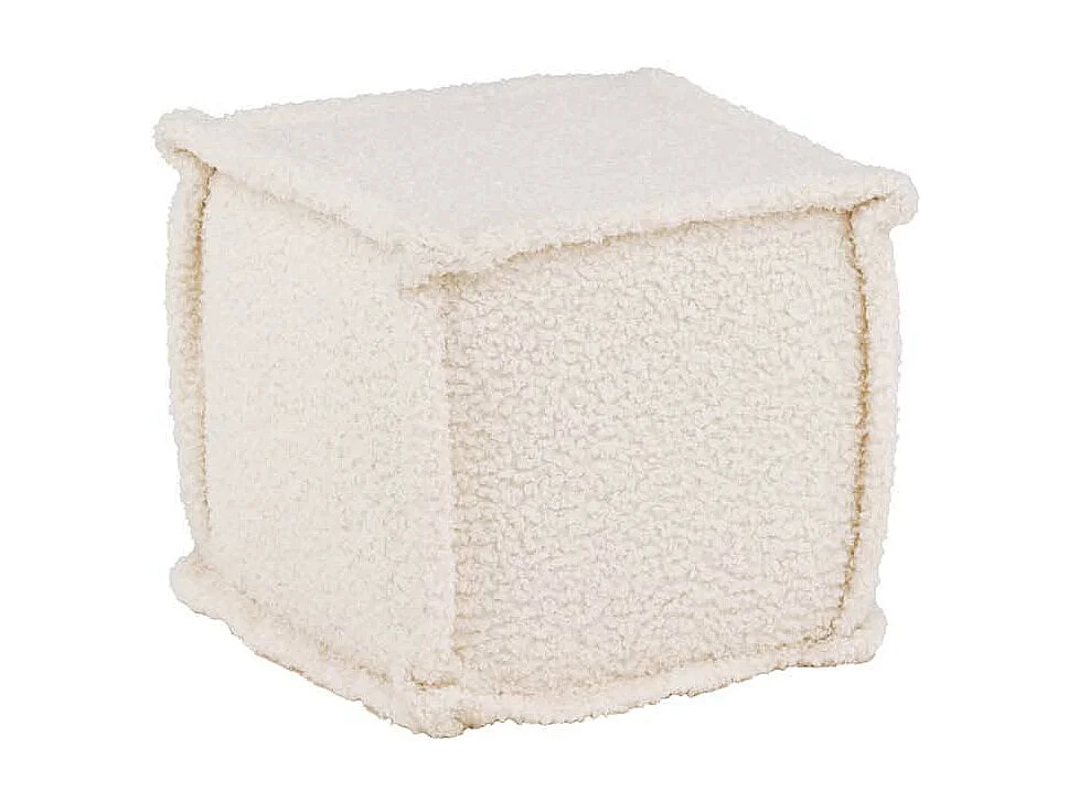 Pouf Carré Bouclette "Castine" 40cm Naturel