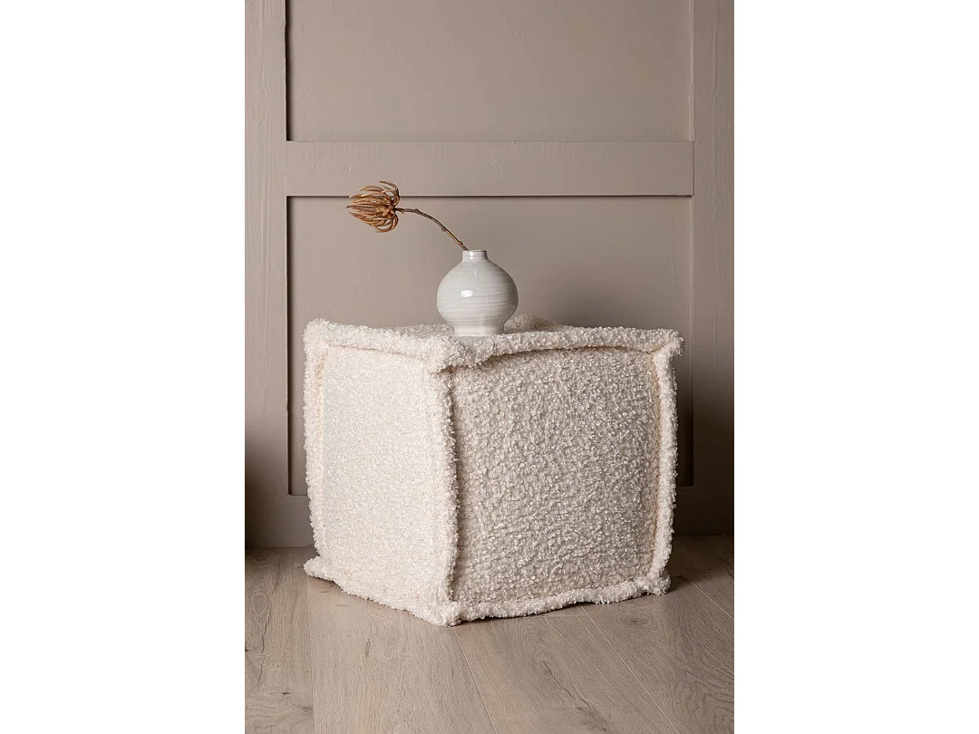 Pouf Carré Bouclette "Castine" 40cm Naturel