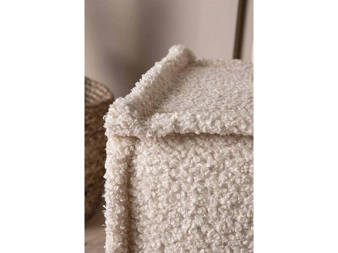 Pouf Carré Bouclette "Castine" 40cm Naturel