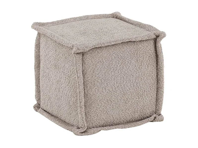 Pouf Carré en Tissu "Castine" 40cm Gris Clair