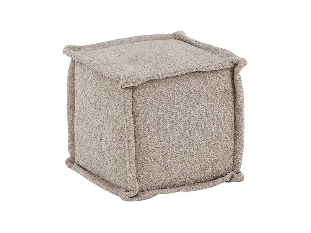 Pouf Carré en Tissu "Castine" 40cm Gris Clair