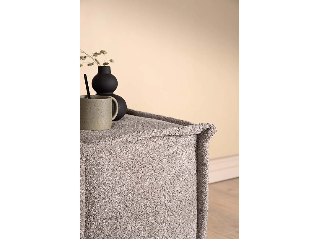 Pouf Carré en Tissu "Castine" 40cm Gris Clair