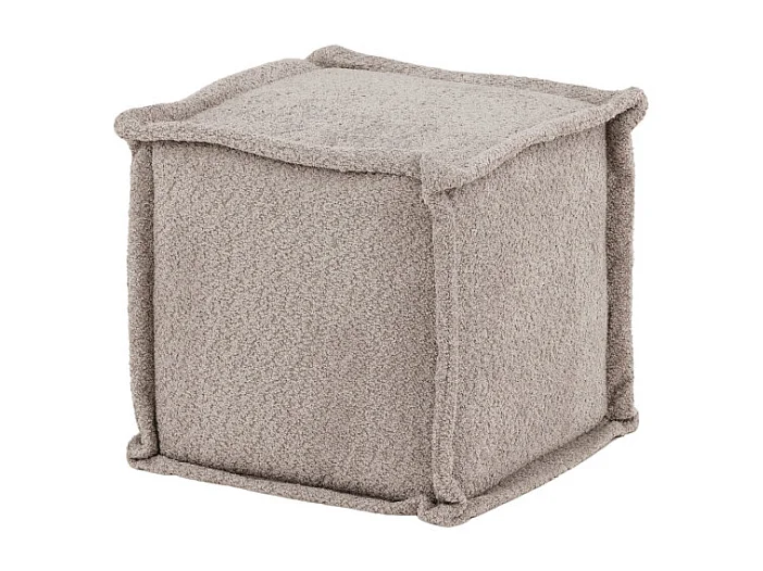 Pouf Carré en Tissu "Castine" 40cm Gris Clair