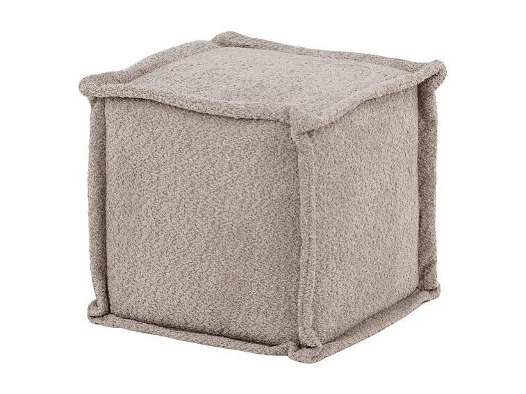 Pouf Carré en Tissu "Castine" 40cm Gris Clair