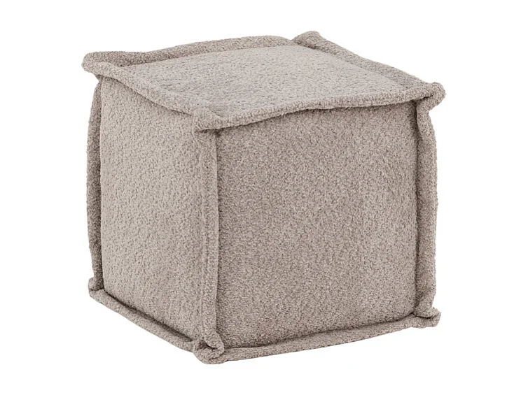Pouf Carré en Tissu "Castine" 40cm Gris Clair