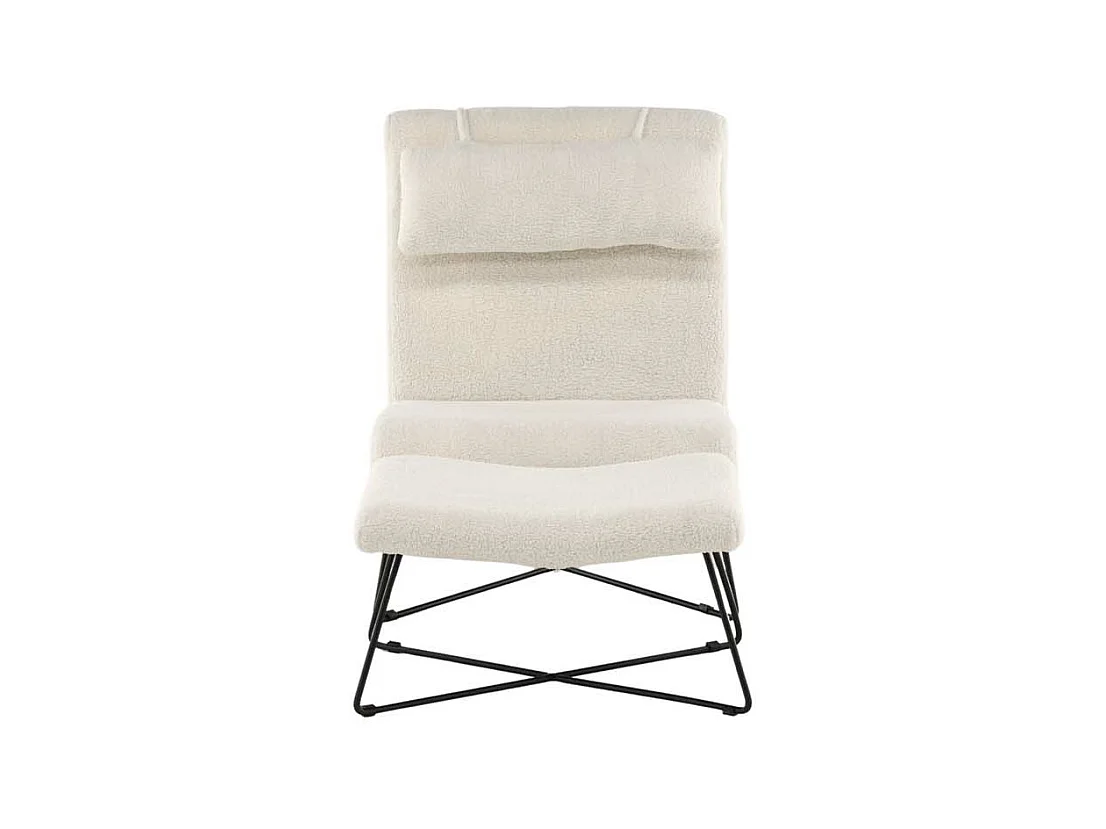 Fauteuil & Pouf Design Bouclette "Laconia" 88cm Blanc