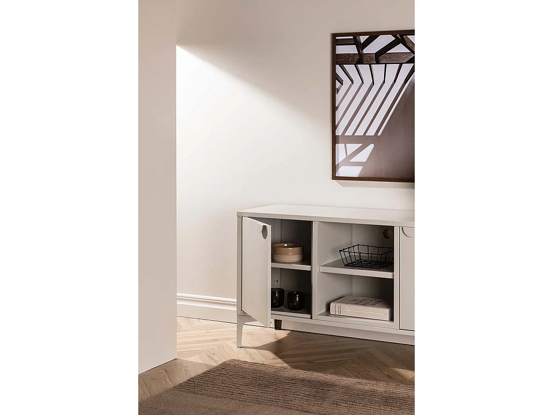 Meuble TV 2 Portes "Piring" 120cm Beige