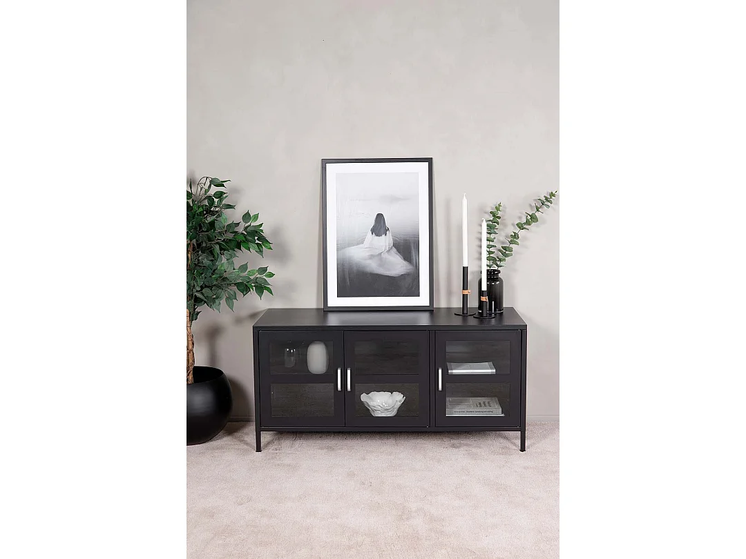 Meuble TV 3 Portes "Acero" 120cm Noir