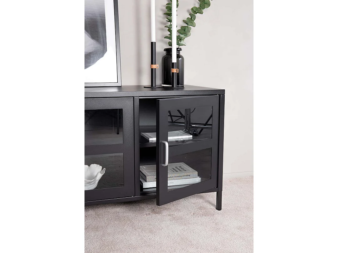 Meuble TV 3 Portes "Acero" 120cm Noir