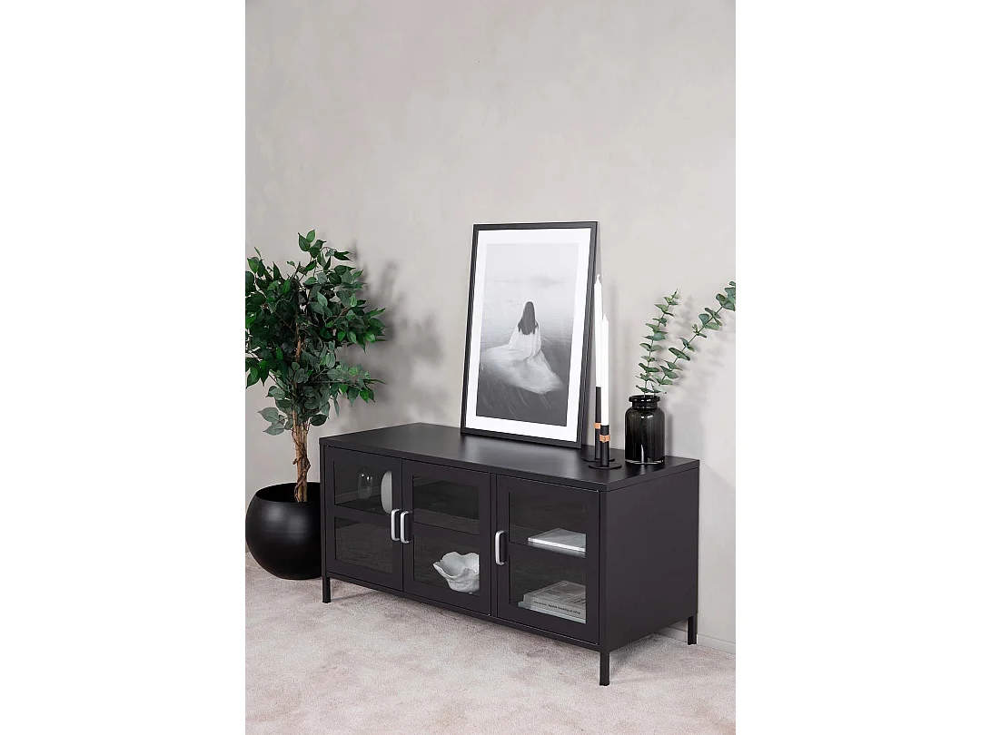 Meuble TV 3 Portes "Acero" 120cm Noir