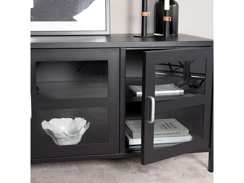 Meuble TV 3 Portes "Acero" 120cm Noir