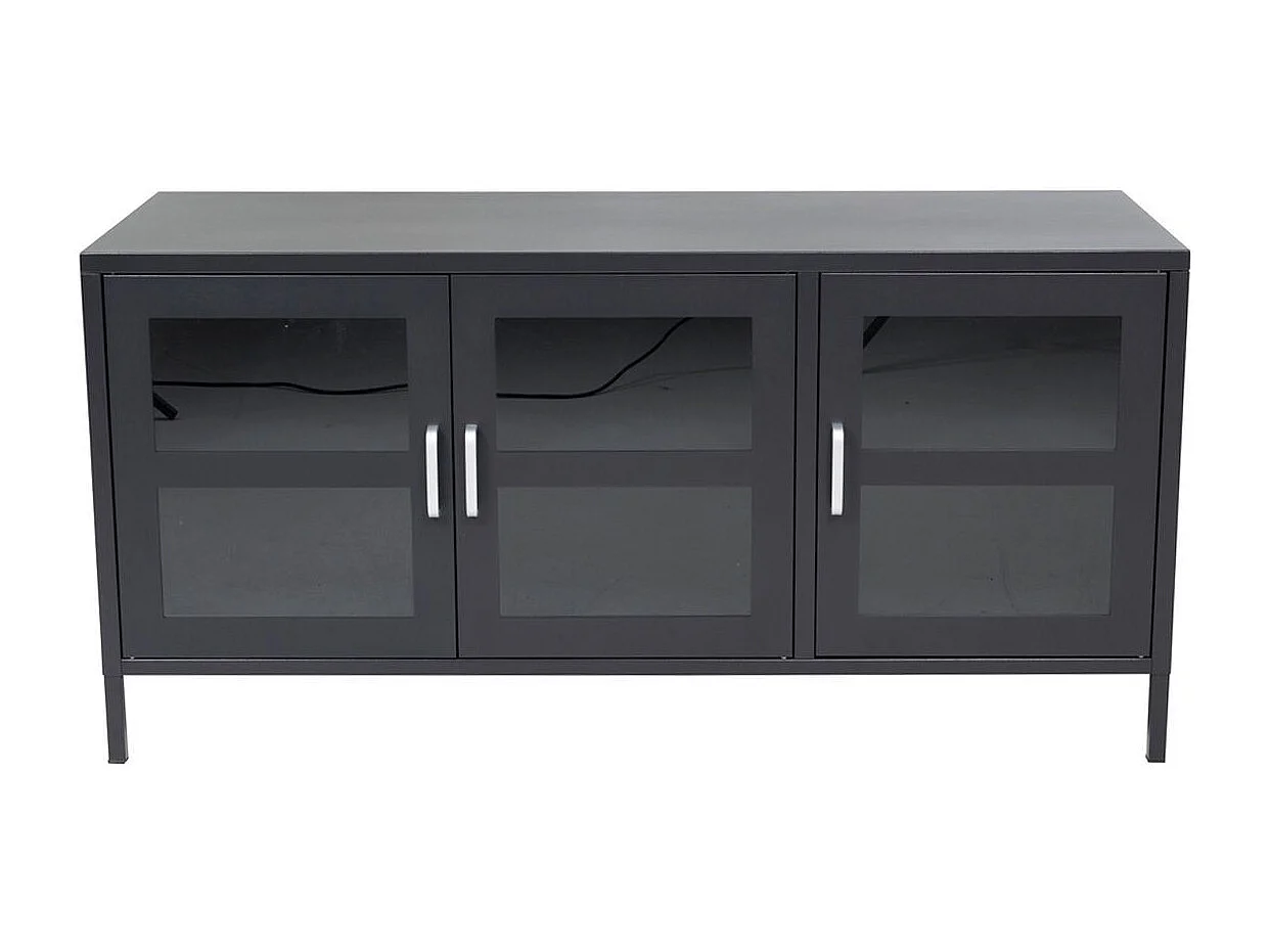 Acero TV-meubel 3 glazen deuren zwart.
