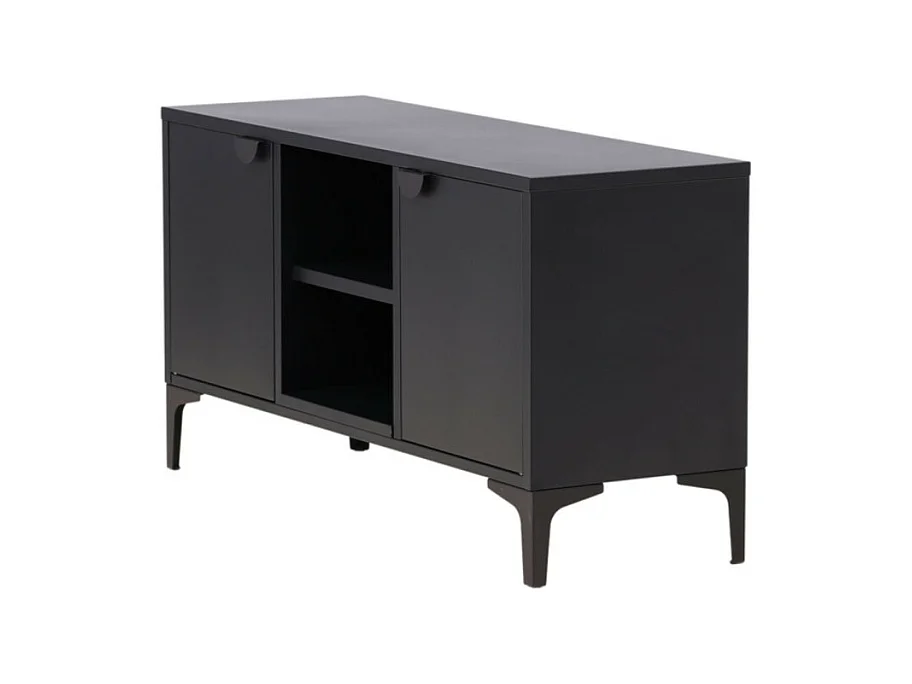 Piring TV-meubel 2 deuren 1 plank zwart.