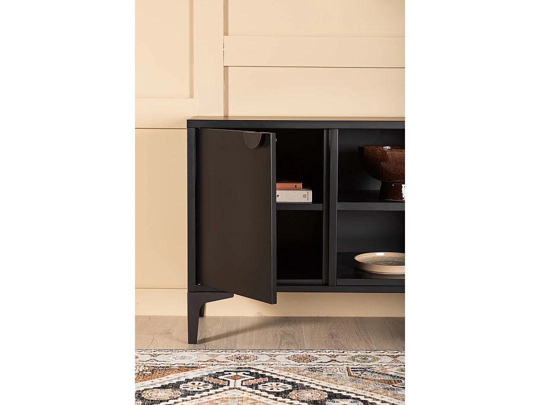 Meuble TV 2 Portes "Piring" 120cm Noir