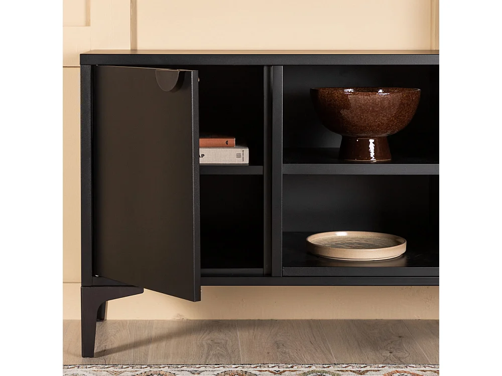 Meuble TV 2 Portes "Piring" 120cm Noir