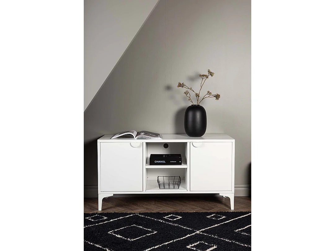 Piring TV-meubel 2 deuren 1 plank wit.