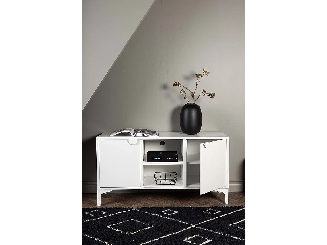 Meuble TV 2 Portes "Piring" 120cm Blanc