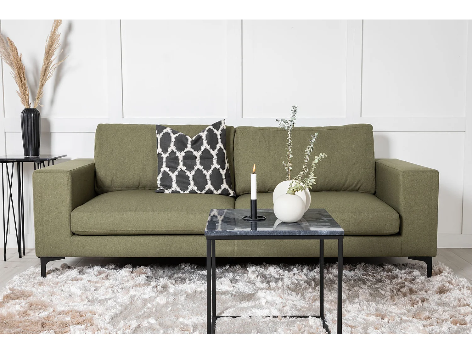 Canapé 3 Places en Tissu "Bolero" 215cm Vert