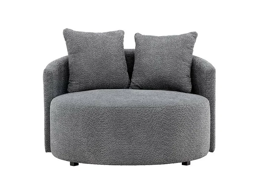 Fauteuil Rond Tissu Polaire "Kelso" 118cm Gris