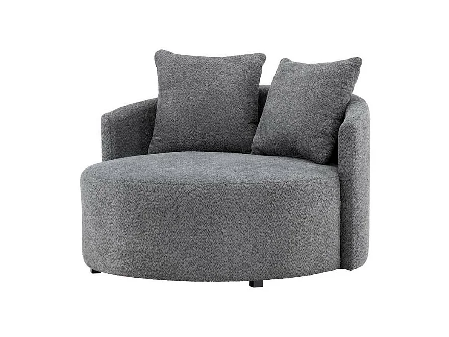 Fauteuil Rond Tissu Polaire "Kelso" 118cm Gris