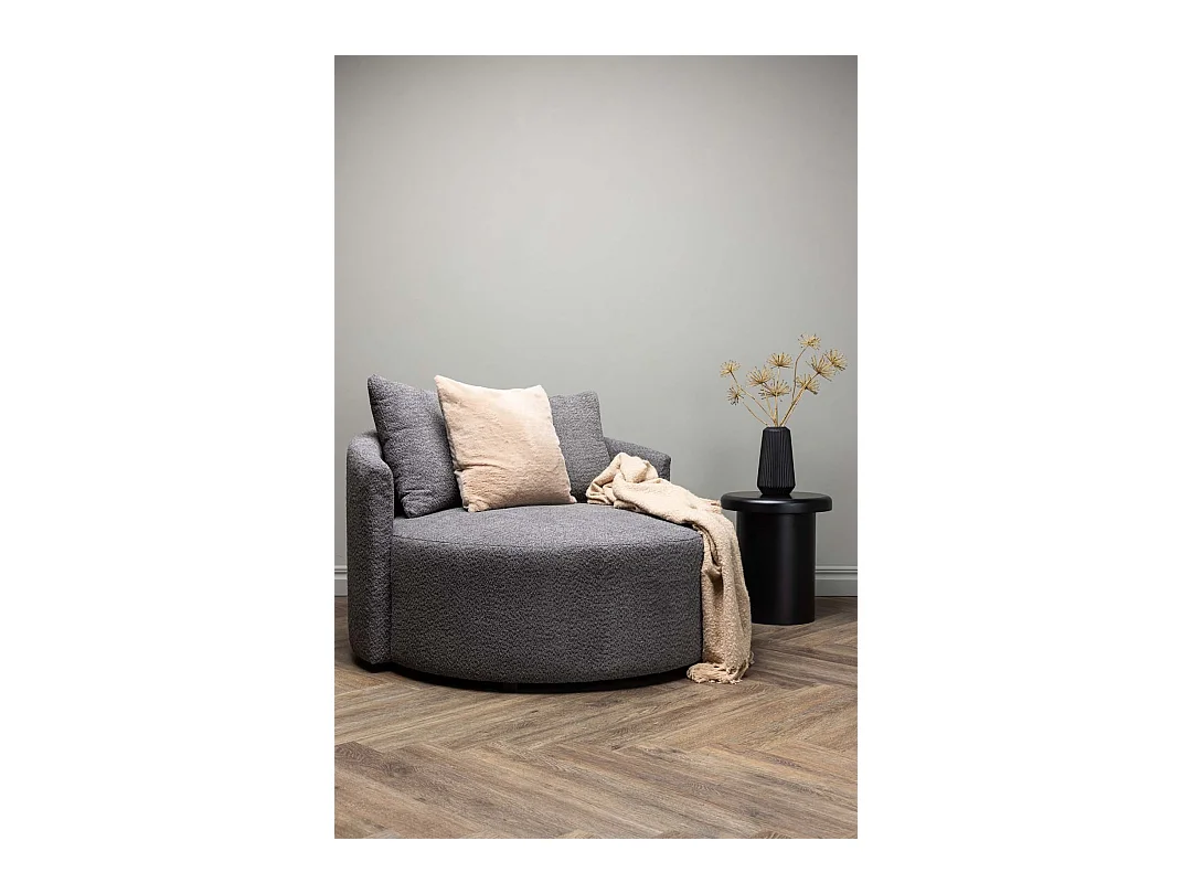 Fauteuil Rond Tissu Polaire "Kelso" 118cm Gris