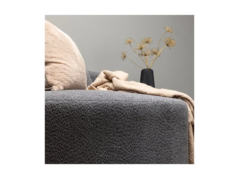 Fauteuil Rond Tissu Polaire "Kelso" 118cm Gris