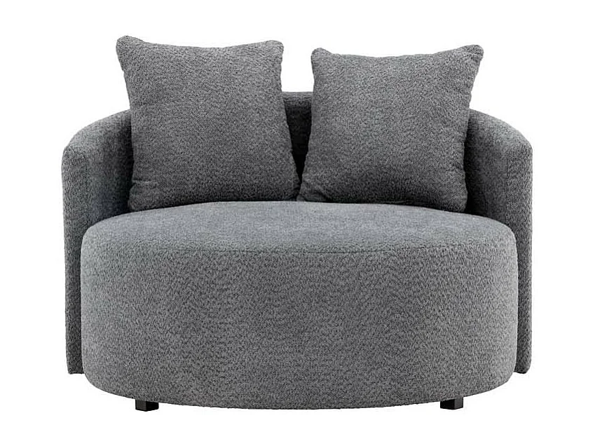 Fauteuil Rond Tissu Polaire "Kelso" 118cm Gris