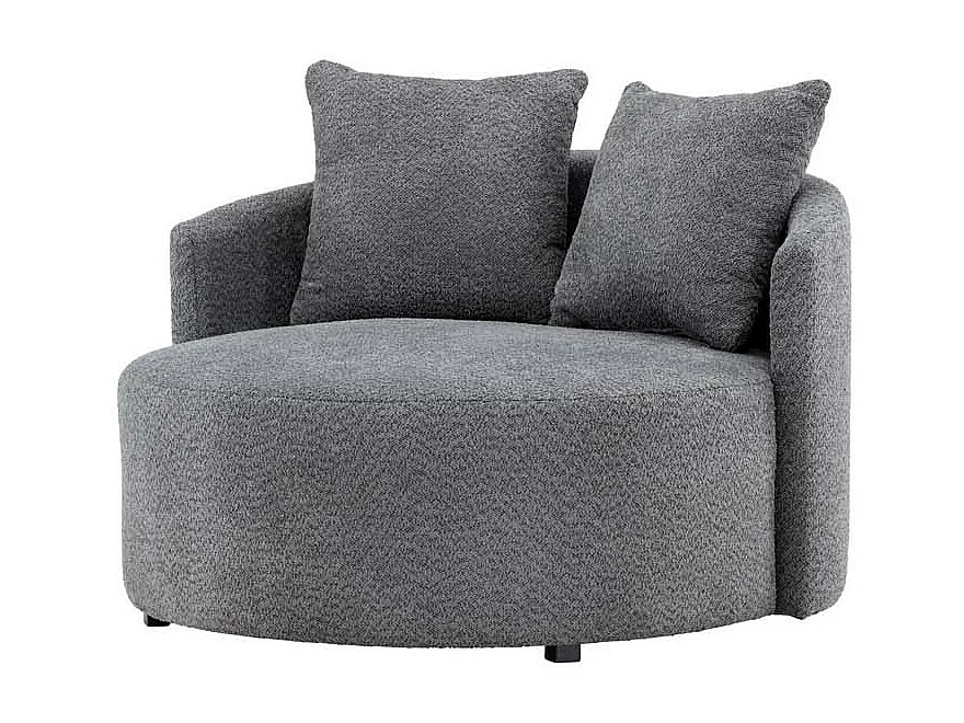 Fauteuil Rond Tissu Polaire "Kelso" 118cm Gris