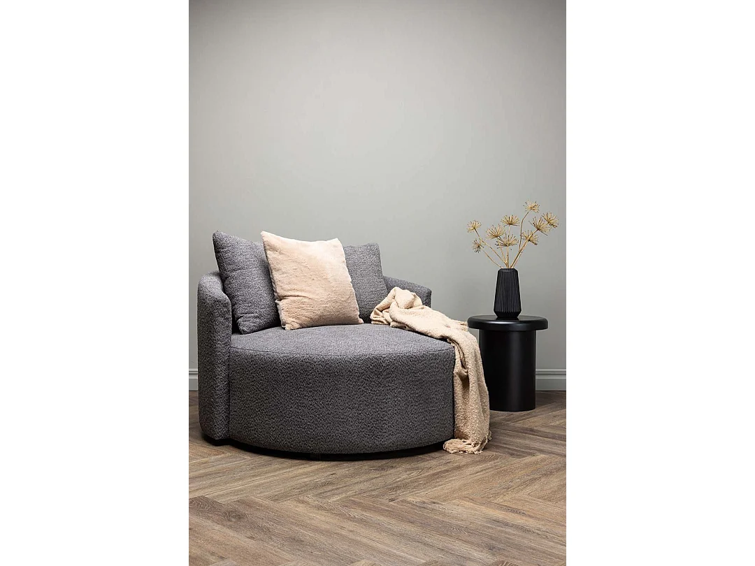 Fauteuil Rond Tissu Polaire "Kelso" 118cm Gris