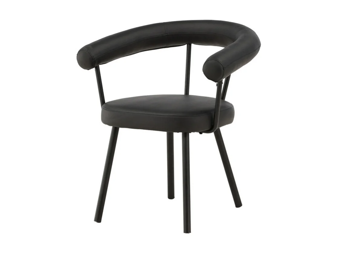 Västerås eetkamerstoel met armleuningen PU kunstleer zwart.