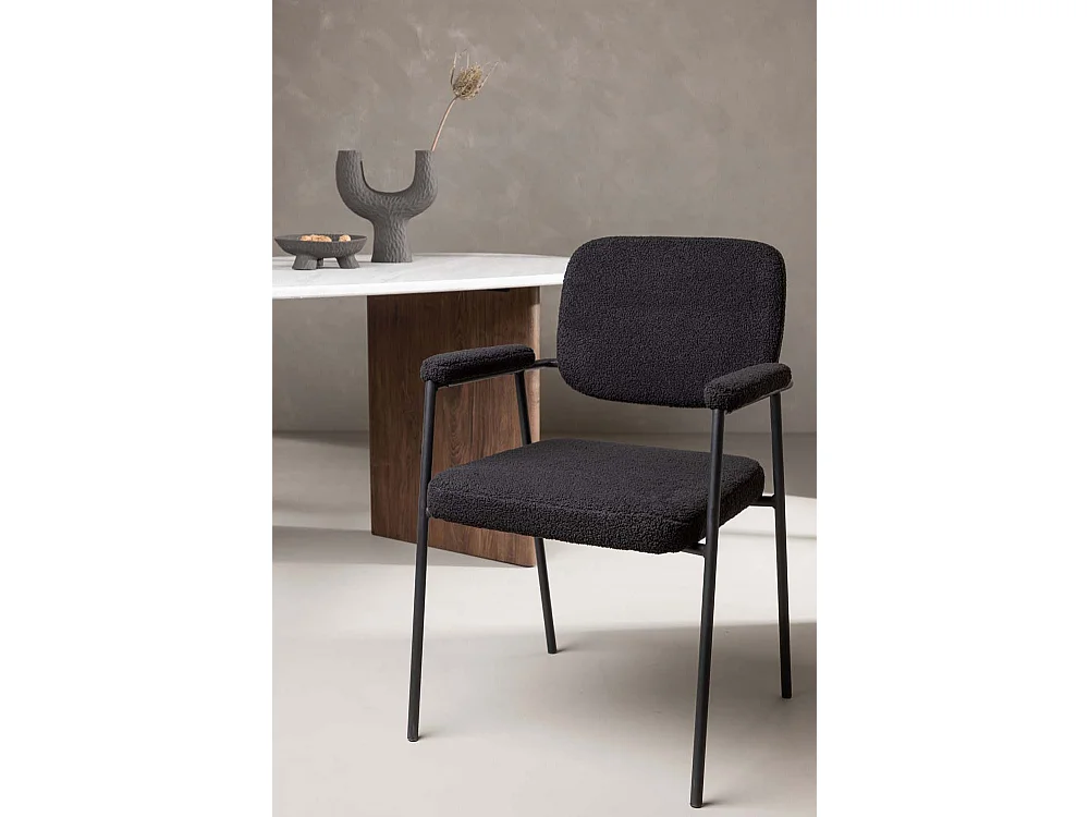 Yesterday chaise de salle à manger avec accoudoirs noir