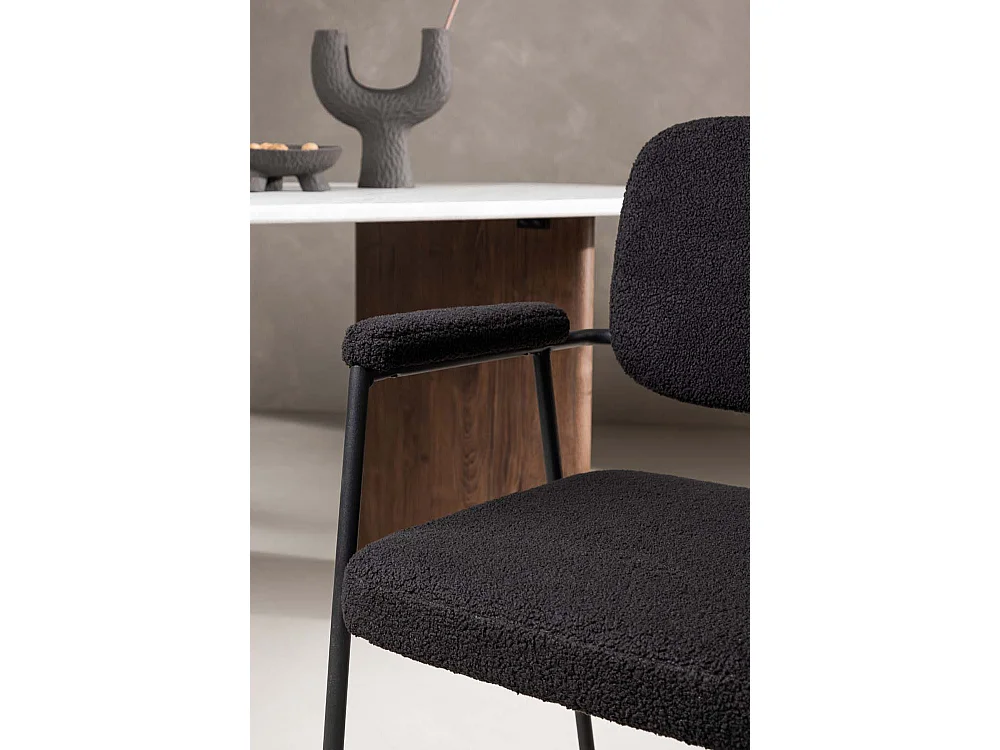 Yesterday chaise de salle à manger avec accoudoirs noir