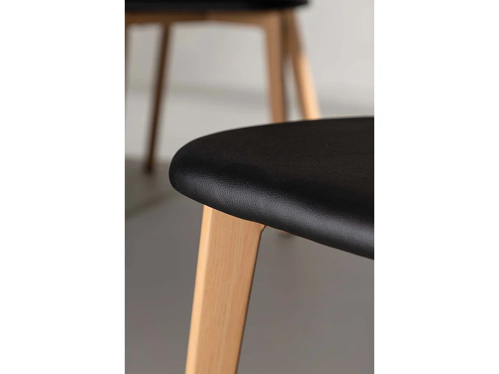 Sanjos chaise de salle à manger Simili cuir PU noir, chêne décor