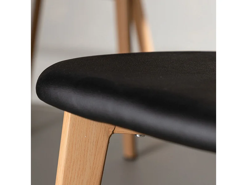 Sanjos chaise de salle à manger Simili cuir PU noir, chêne décor